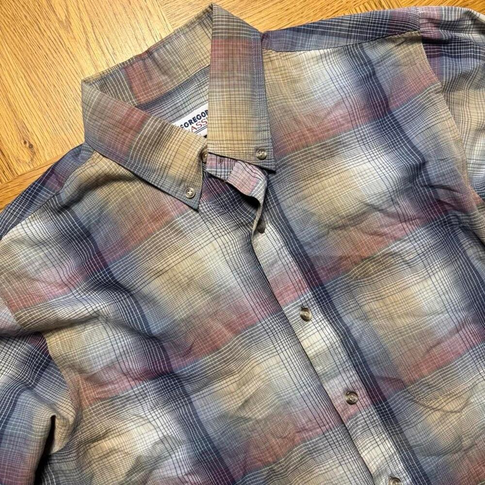 McGregor Classic Plaid Long Sleeve Button Down Shirt Medium